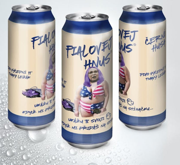 Fialovej hnus - pivo ČERNÁ HUSA 11°, pasterizované, černé, 500ml, SBĚRATELSKÝ PŘEDMĚT